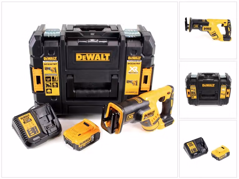 DeWalt DCS 367 P1 Sega universale a batteria 18V brushless in valigetta TSTAK + 1x Batteria 5,0 Ah + Caricatore