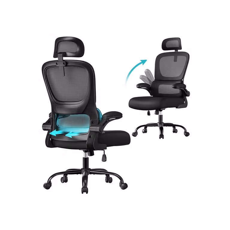 Sedia ergonomica da ufficio in rete con supporto regolabile, Nero Inchiostro
