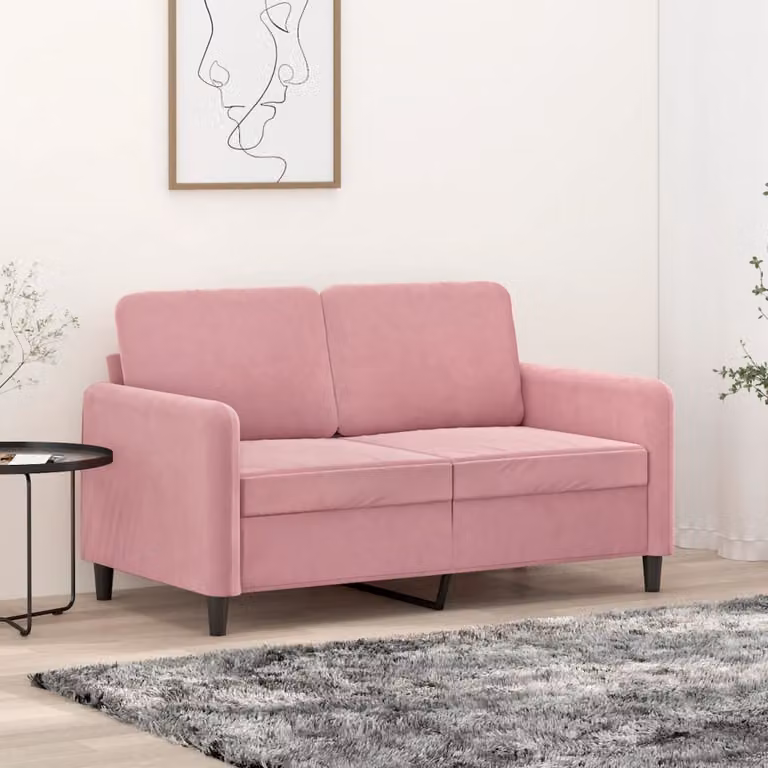 vidaXL Divano a 2 Posti Moderno in Velluto Rosa con Struttura in Metallo