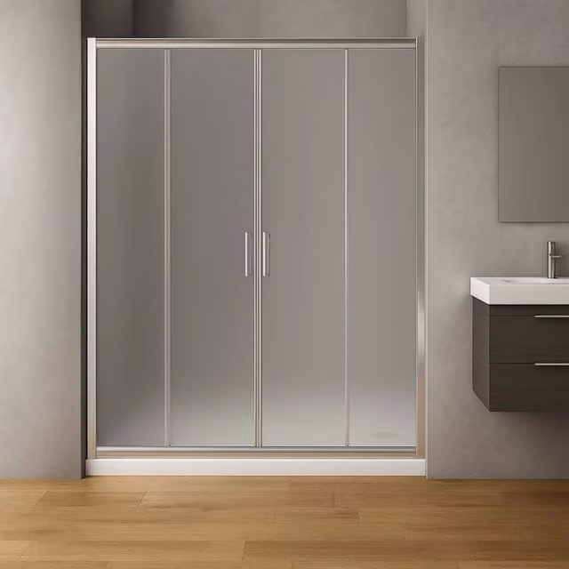 Porta doccia scorrevole slide4 per nicchia quattro ante cristallo stampato *** misure 124-130 x h190 cm stampato, con...