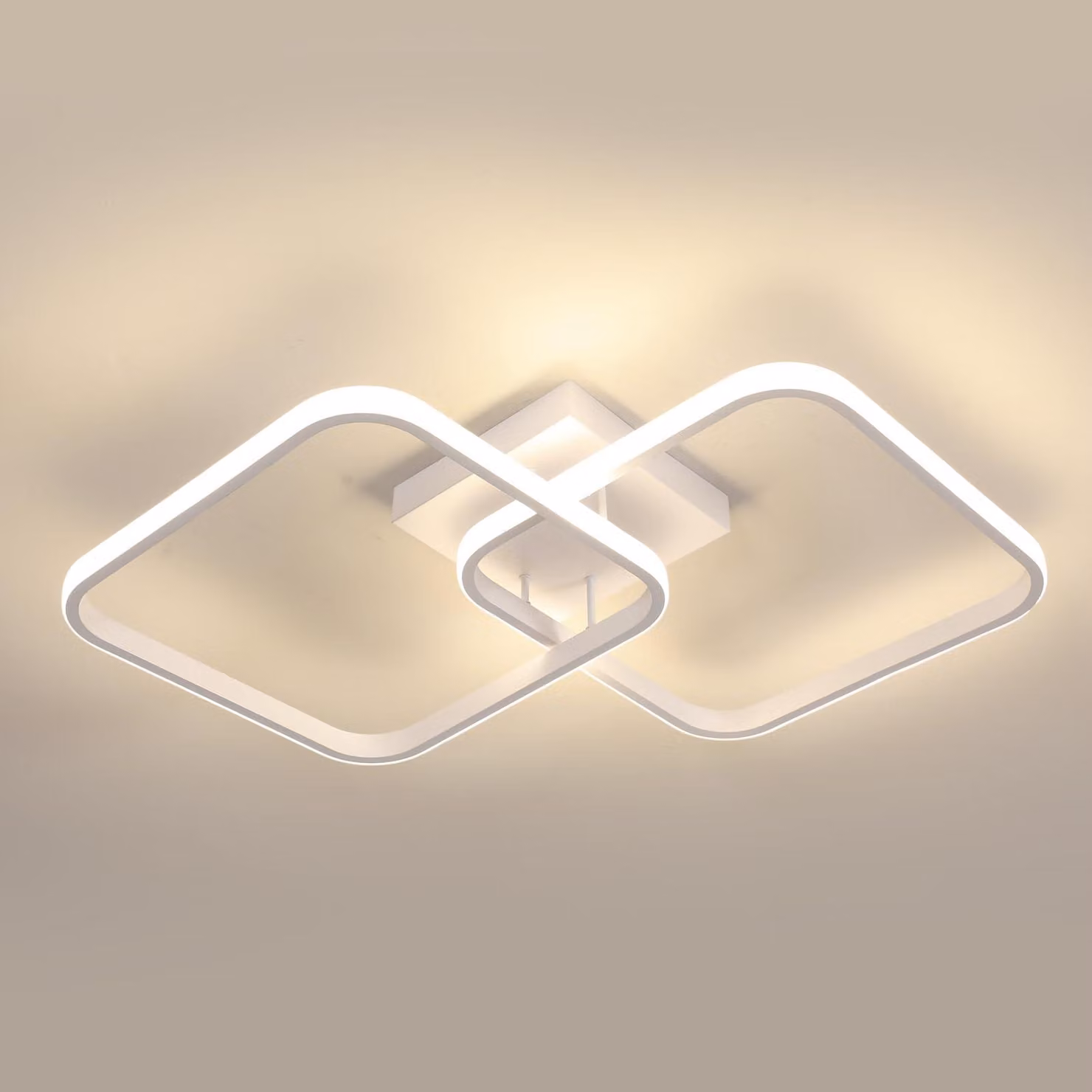 Plafoniera LED Osairous, design moderno, 42W, 4725LM, 4500K, colore bianco, diametro 64 cm – Bianco caldo (4500K), luce naturale
