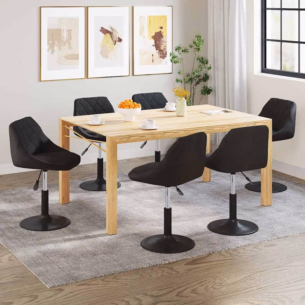 Set di 6 sedie da pranzo girevoli vidaXL in velluto nero con design moderno e base in metallo