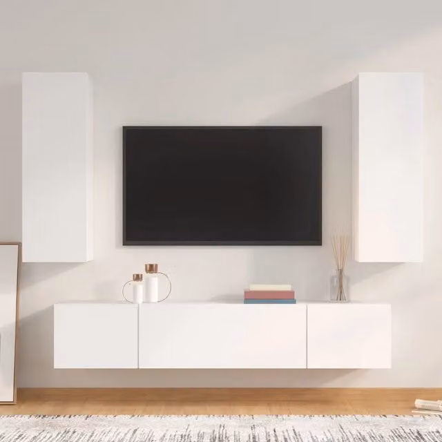 Set di Mobili Porta TV 4 pz-Credenza per TV Bianco in Legno Multistrato 702267