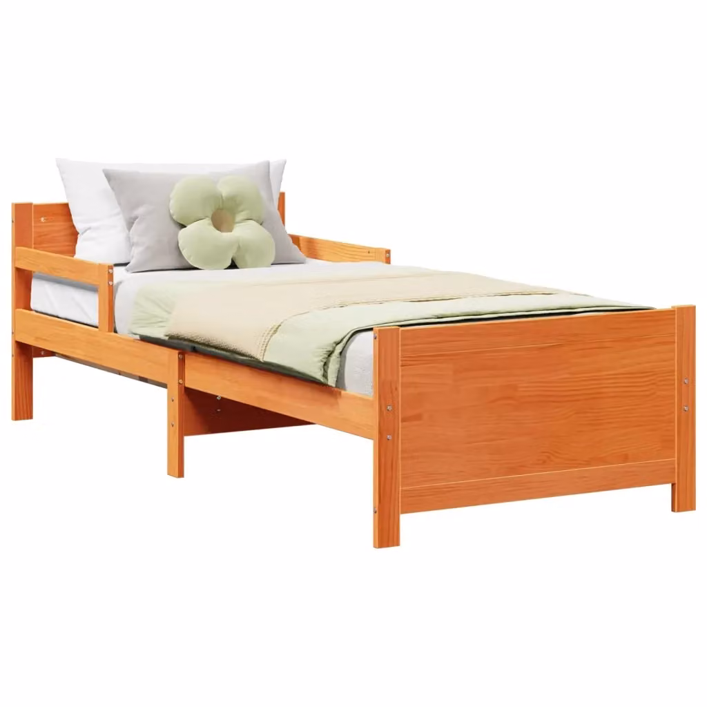 Struttura del letto con testiera vidaXL in legno di pino marrone cerato L/P/H: 200 x 80 x 87,5 cm – 2