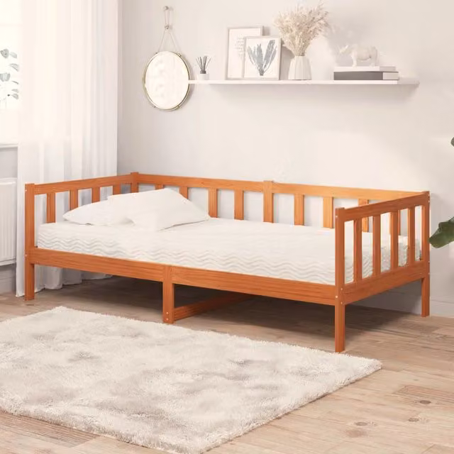 Letto Giorno con materasso-Divano Letto Marrone e Bianco Cerato 90 x 200 cm 198169