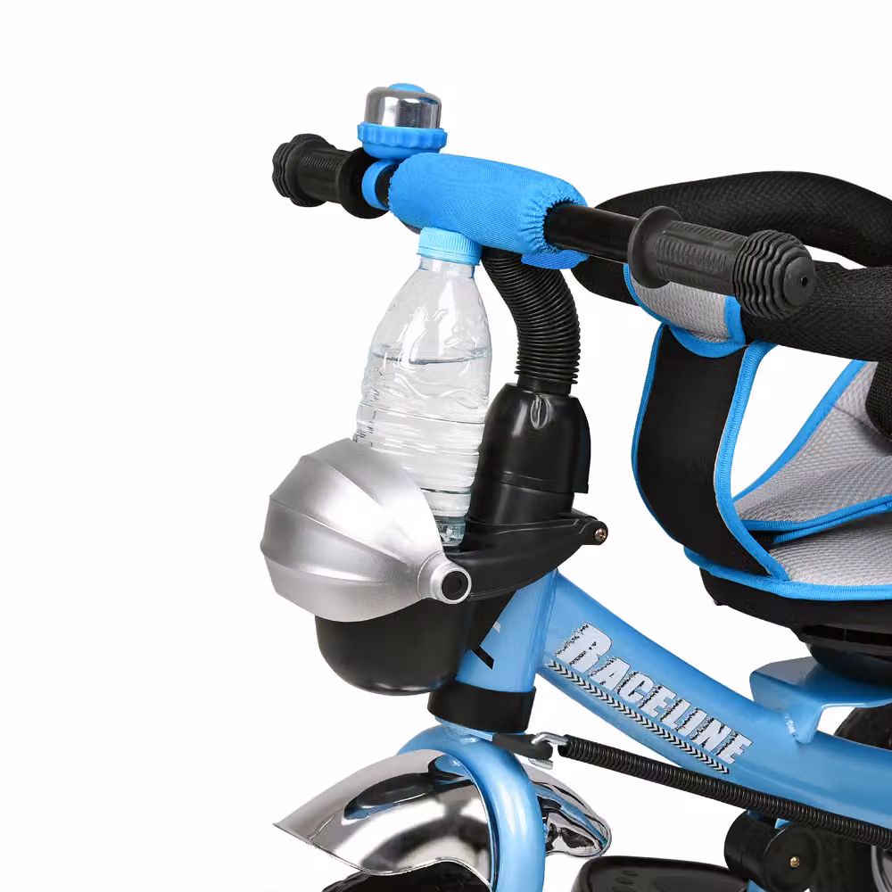Triciclo passeggino Spielwerk per bambini blu con cappottina, maniglia regolabile e freno – 2