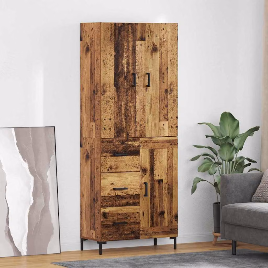 Credenza moderna vidaXL in legno ingegnerizzato marrone con ante a battente e ripiani interni L: 69,5 cm, P: 34 cm, H: 180 cm