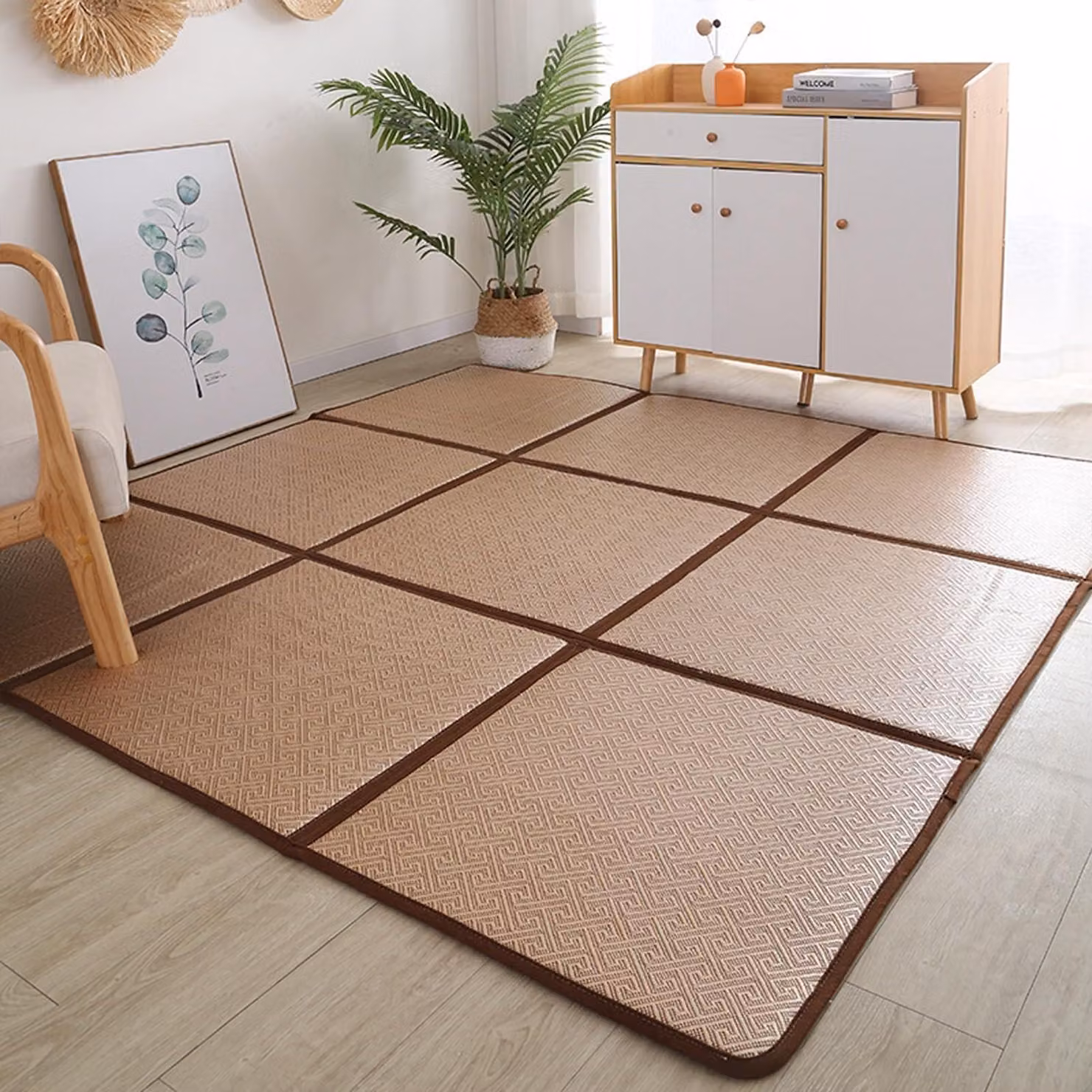 Tappetino tatami in rattan pieghevole per un sonno confortevole e per la pratica dello yoga