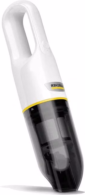 Aspirapolvere portatile leggero Clatronic bianco con batteria ricaricabile 7.2 V, capacità 0,15 l e peso 0,65 kg, include caricatore USB e accessorio 2-in-1 per superfici e interstizi