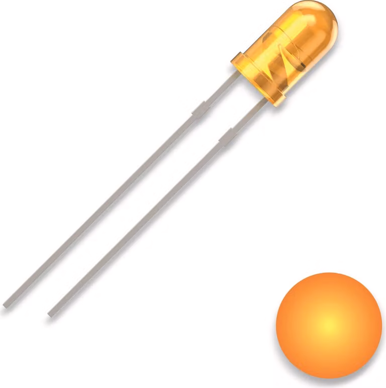 QUADRIOS LED, 3 mm, colore luce: giallo, colore alloggiamento: giallo diffuso, 700 mcd, 590 nm, 2,54 mm