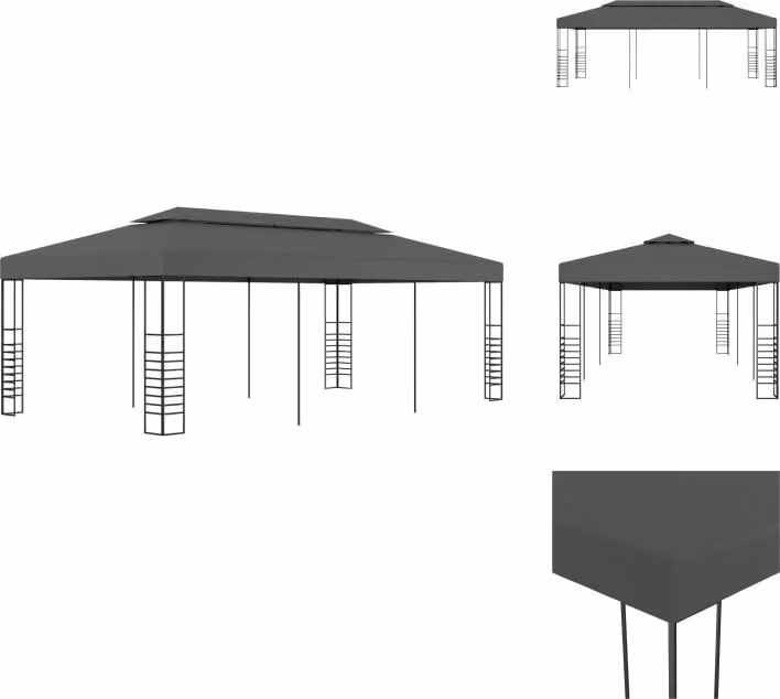 vidaXL Padiglione da giardino 3x6 m antracite - Padiglioni e tendoni per feste