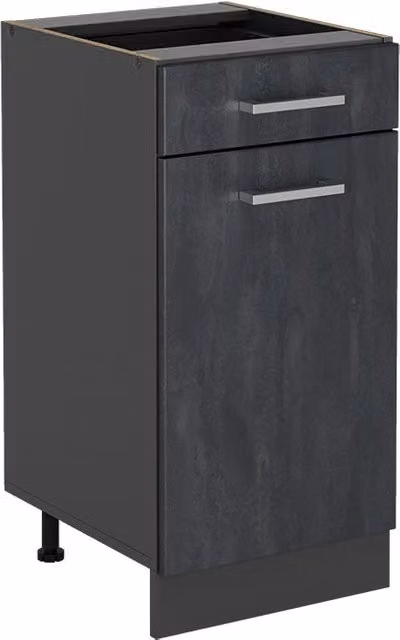 Mobiletto base per cucina Vicco R-Line in finitura opaca nero e antracite L: 40 cm, H: 81,6 cm, P: 46 cm