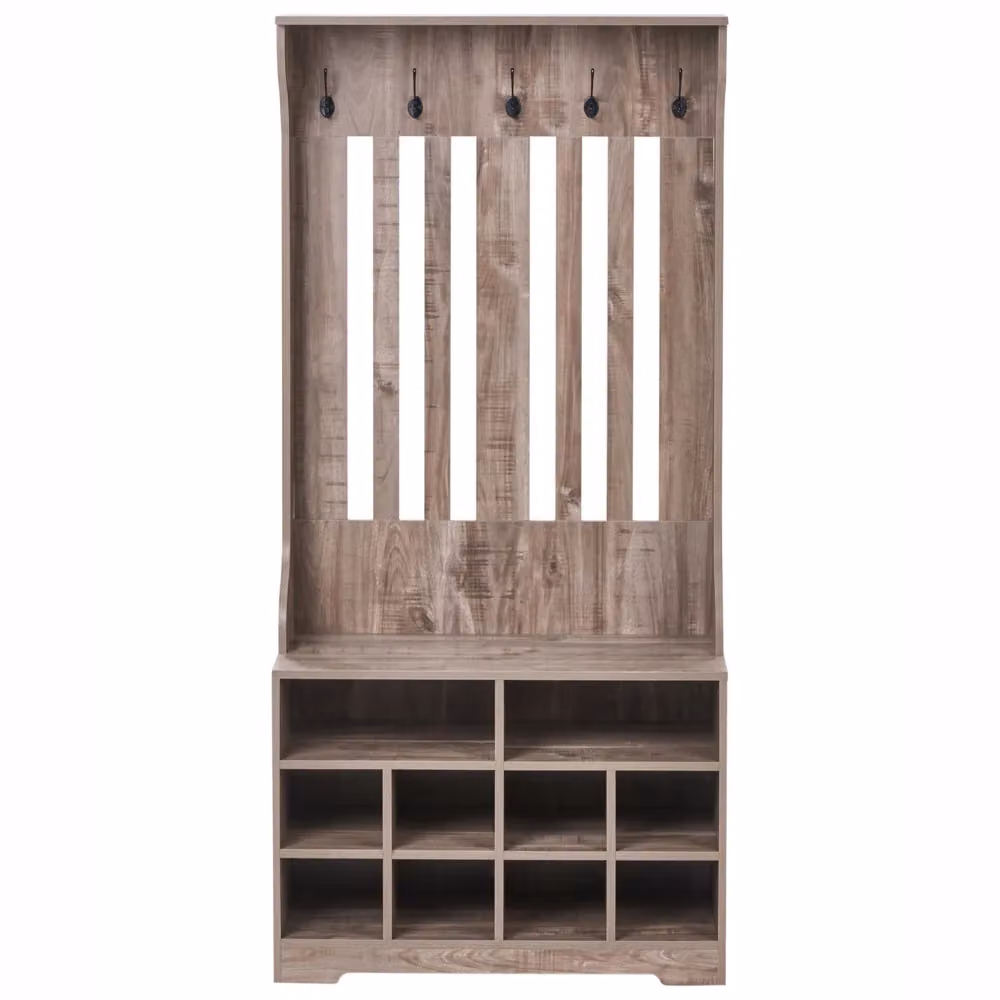 Scarpiera con appendiabiti BELIANI colore marrone stile rustico in MDF, H 170 cm x L 80 cm x P 35 cm – 2