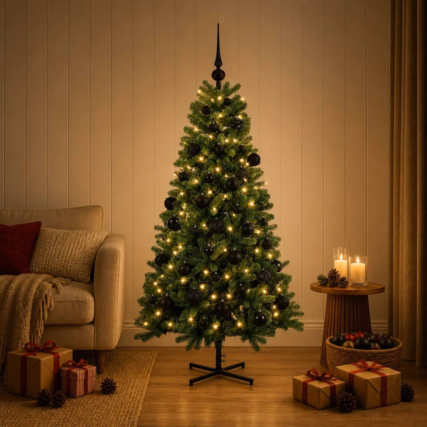 vidaXL Albero di Natale artificiale con palline 120 cm 150 LED