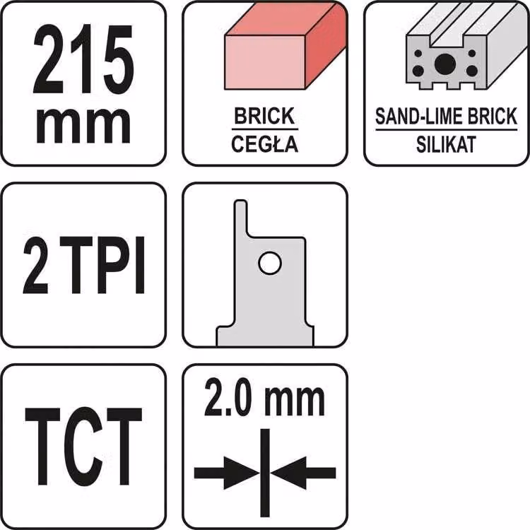 Lama per sega a nastro, adatta per materiali silicatici e per il sistema Porotherm, dimensioni 215 mm