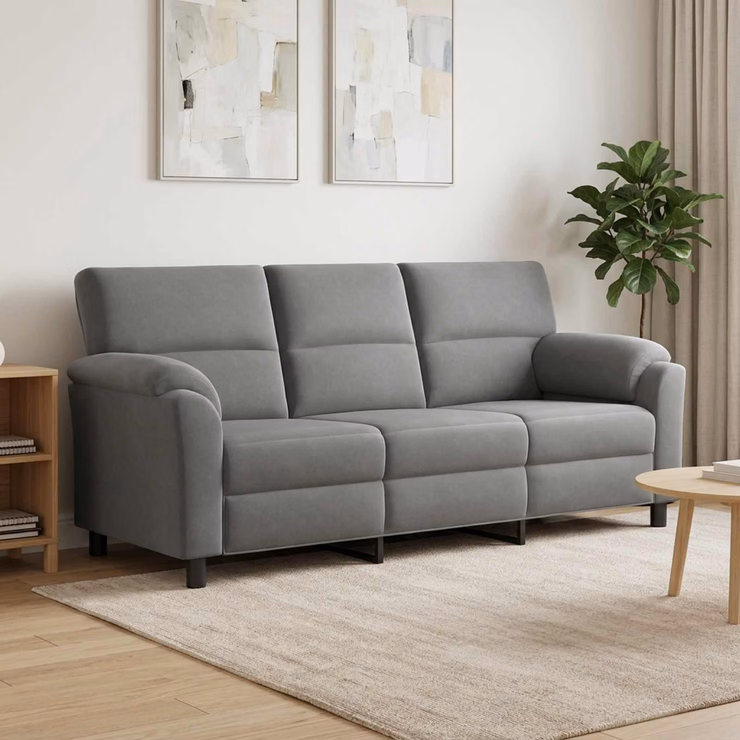 Divano moderno vidaXL in velluto grigio scuro con struttura in metallo L: 214 cm, P: 85 cm, H: 93 cm