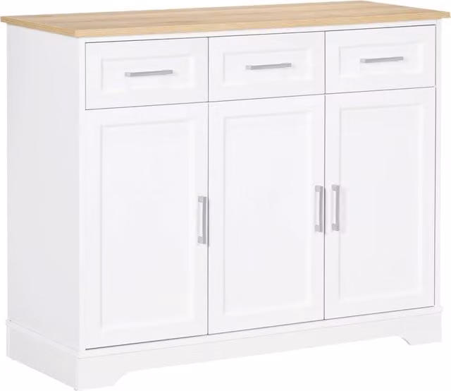 Credenza con 3 Cassetti e 3 Ante in MDF ¨C Zephmum ¨C 101x39x82 cm, Bianco