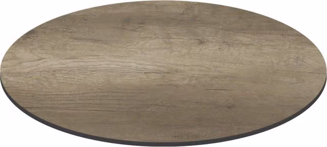Oviala - Piano tavolo da giardino rotondo in HPL 70 cm rovere fumé