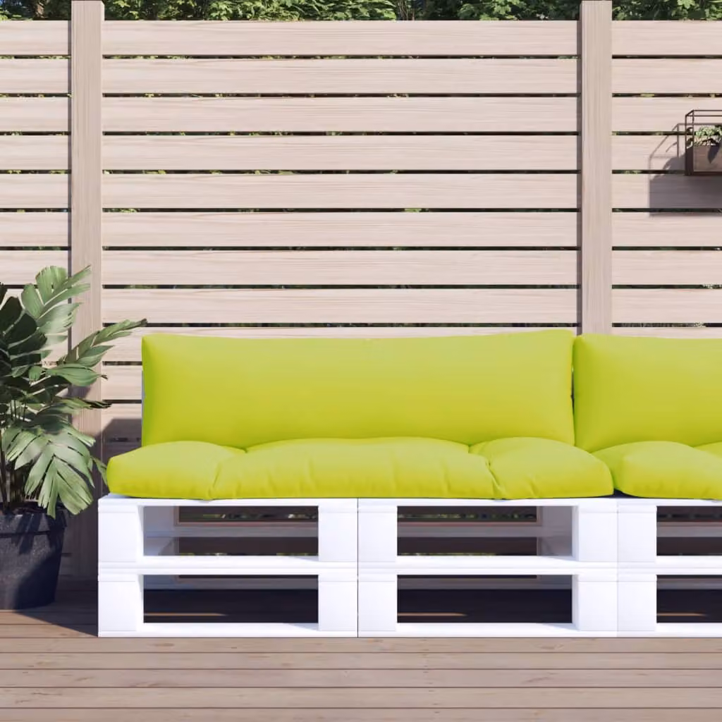 Set di 2 cuscini per divani in pallet vidaXL in tessuto verde, impermeabili e resistenti ai raggi UV, L 110 x P 58 x H 10 cm