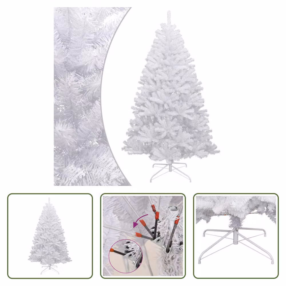 The Living Store Albero di Natale Artificiale Pieghevole Coperto di Neve 210 cm