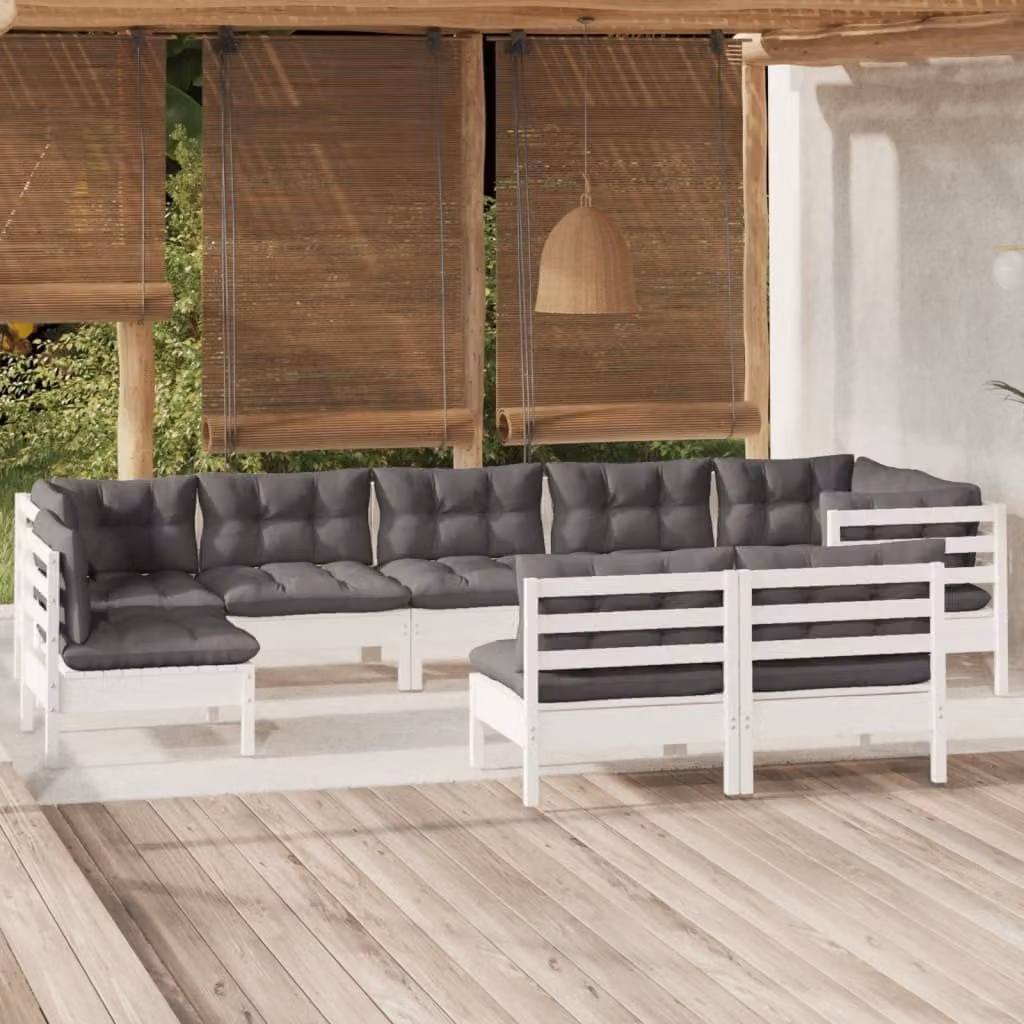Maison Exclusive - Set Divani da Giardino 9 pz con Cuscini BiancLegno di Pino