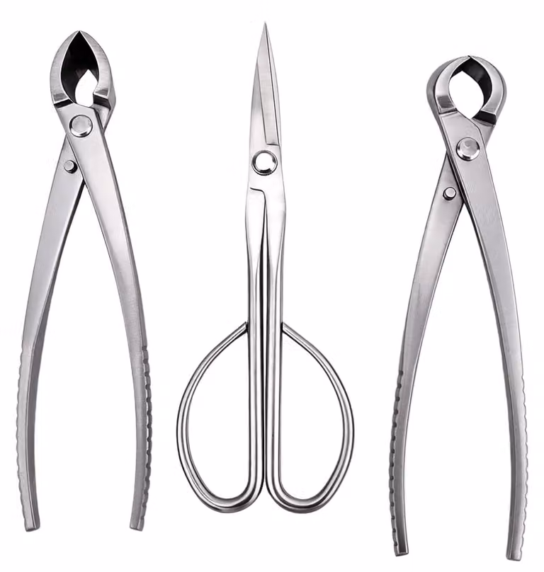 Set per bonsai – Kit professionale di forbici in acciaio inossidabile, con coltello a lama fissa e forbici – composto da 3 pezzi