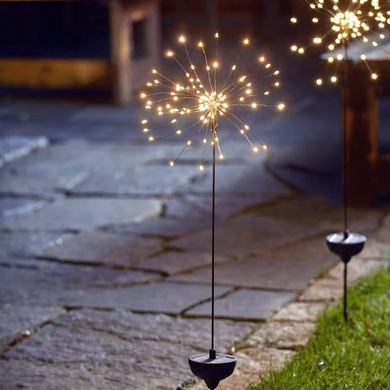Asta solare a LED FEUERWERK decorazione del giardino - 90 LED bianco caldo - H: 100cm - sensore crepuscolare