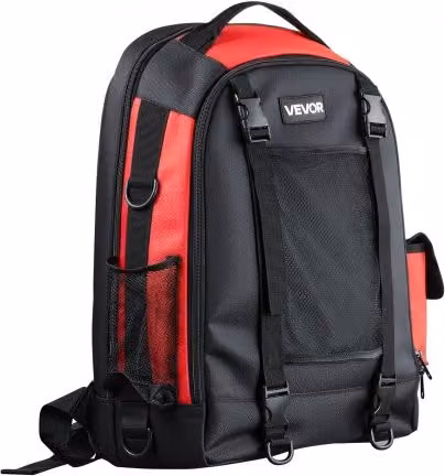 Zaino per Saldatura VEVOR in Poliestere 1680D Nero con Borsa per Casco e Attrezzi da 25,2 L