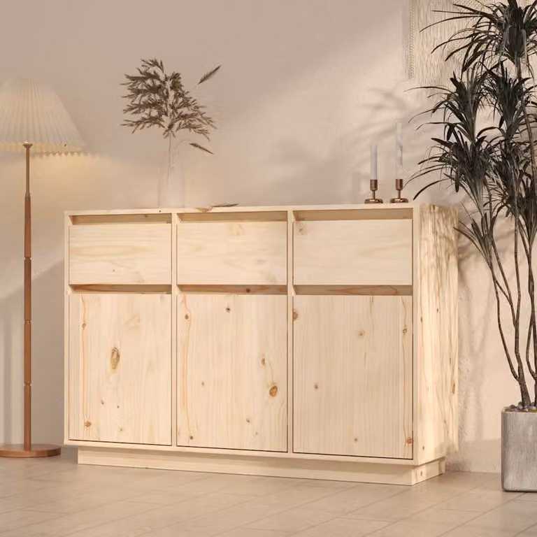 Credenza in legno massello di pino rustico vidaXL L: 111 cm, P: 36 cm, H: 75 cm