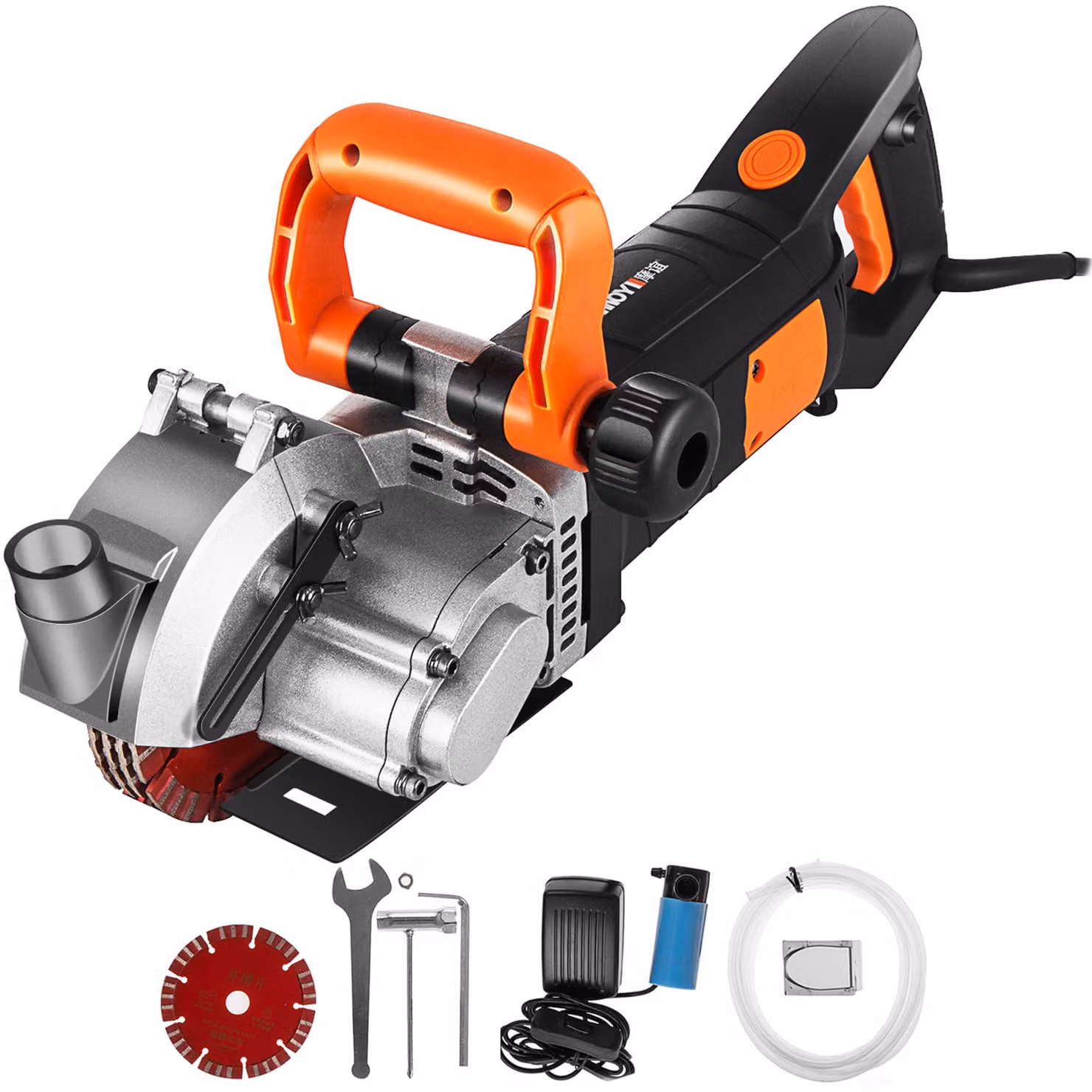 VEVOR Macchina elettrica per il taglio dei muri da 5000 giri al minuto 4800Watt Macchina per il taglio delle scanalature dei muri 42mm per mattoni, granito, marmo, calcestruzzo Taglierina per scanalature con 5 lame di sega