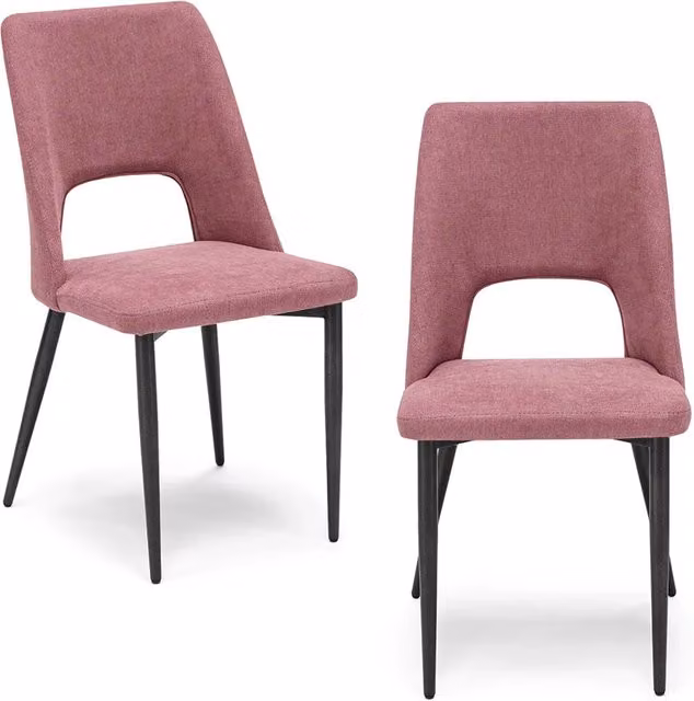 Set 2 sedie imbottita RAFF, 100% MADE IN ITALY per sala da pranzo, cucina e soggiorno, design moderno, gambe coniche in metallo, rivestimento in tessuto idrorepellente morbido al tatto colore Rosa Vintage