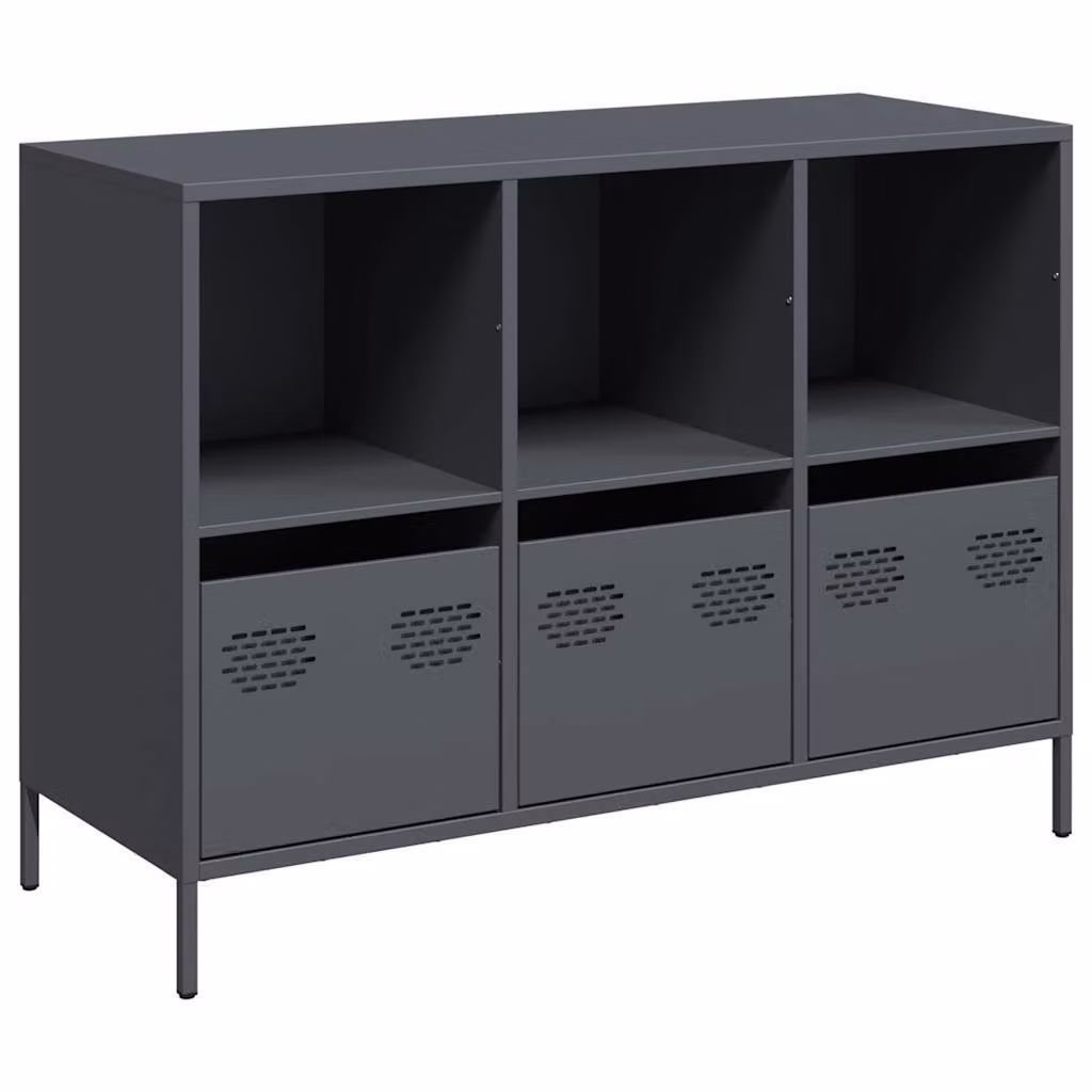Credenza Antracite 101,5x39x73,5cm in Acciaio Laminato a Freddo