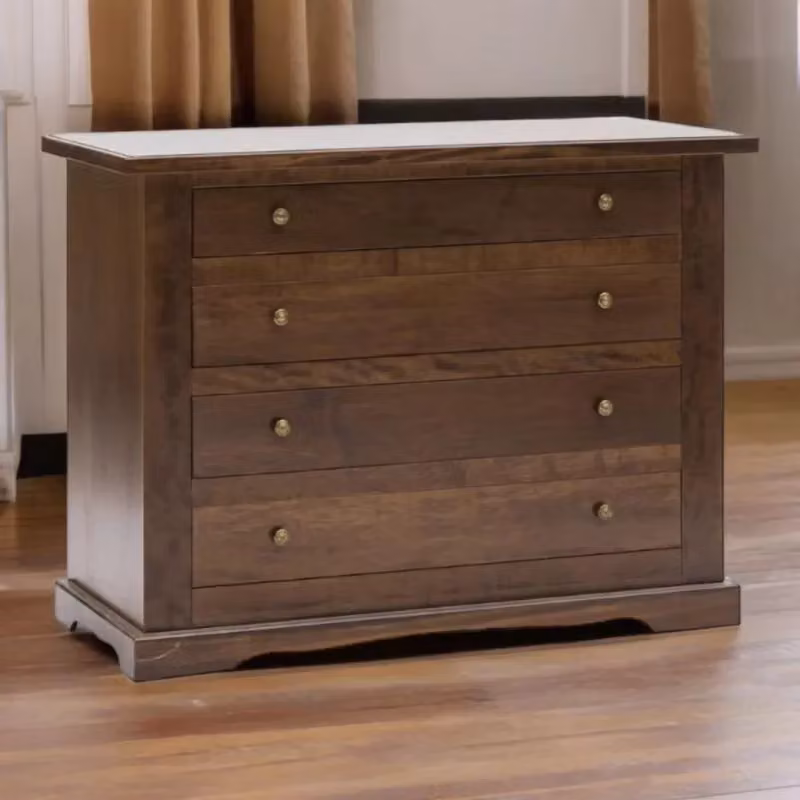 Cassettiera in legno stile arte povera con 4 cassetti color noce Mobili 2G L: 115 cm, P: 50 cm, H: 90 cm – 2