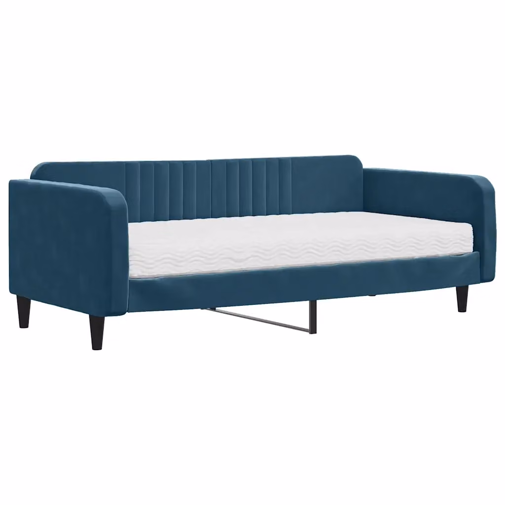 Divano Letto Moderno vidaXL in Velluto Blu per Soggiorno e Camera da Letto – 2