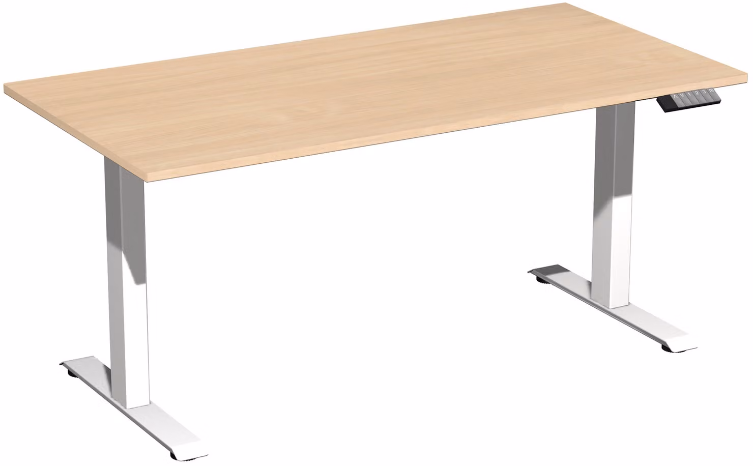 Tavolo elevatore elettrico regolabile in altezza, 1600x800x730-1230, faggio/bianco