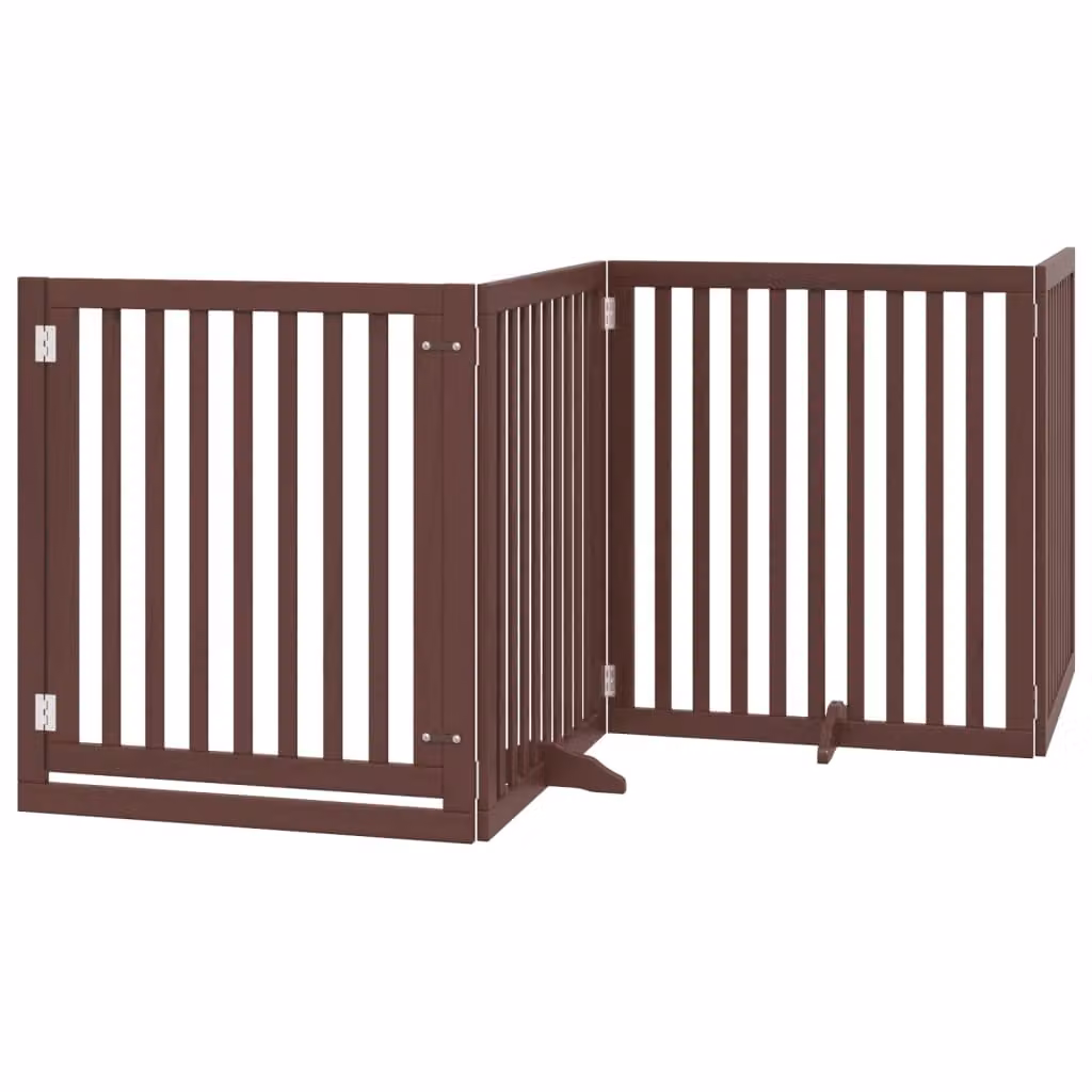Cancello Cani Porta Pieghevole Marrone 4 Pannelli 320cm Pioppo