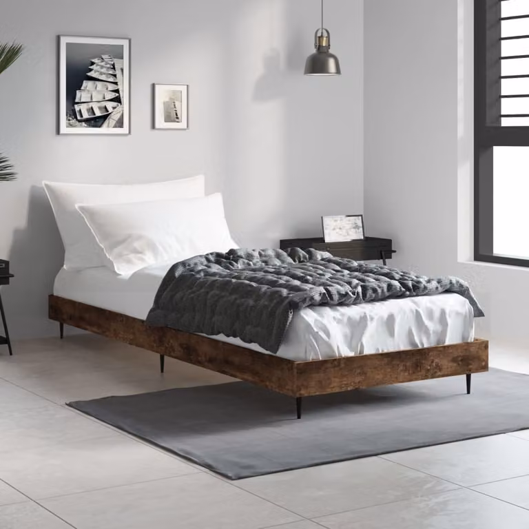 The Living Store struttura letto in rovere fumé 75x190 cm materiale a base di legno