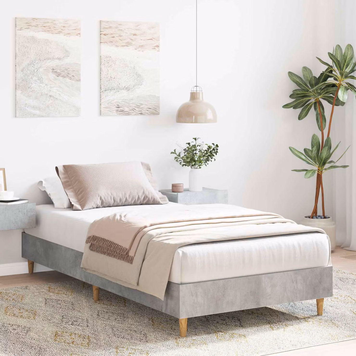 Struttura del letto moderna vidaXL in tessuto grigio, L 80 cm x P 200 cm x H 40 cm