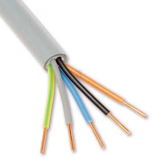 Cavo elettrico in acciaio Waskonig e Walter con connettore a anello, Grigio, 100 metri, 5 x 1,5mm2