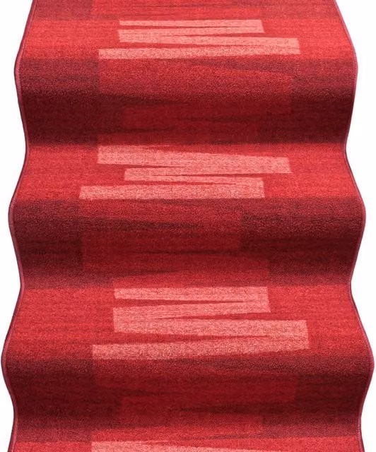 Passatoia EMMEVI per scale, corridoio o cucina, modello orientale con motivo zig zag, colore rosso, lavabile e antiscivolo, L: 67 cm x P: 950 cm
