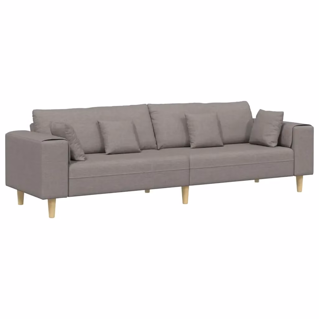 Divano moderno vidaXL in tessuto con cuscini, disponibile in beige o grigio, L: 250 cm, P: 77 cm, H: 76 cm – 2