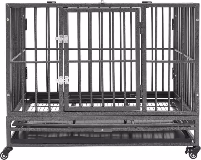 Gabbia per Cani con Ruote in Acciaio 102x72x85 cm