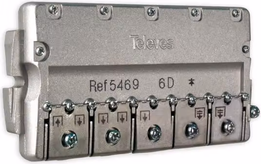 Distributore TELEVES Easy-F a 6 vie 5-2400 MHz VD: 12 dB DC A->E EFV6