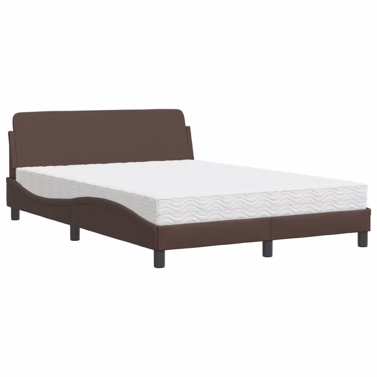Letto con Materasso Dover Marrone 140x190cm in Pelle finta