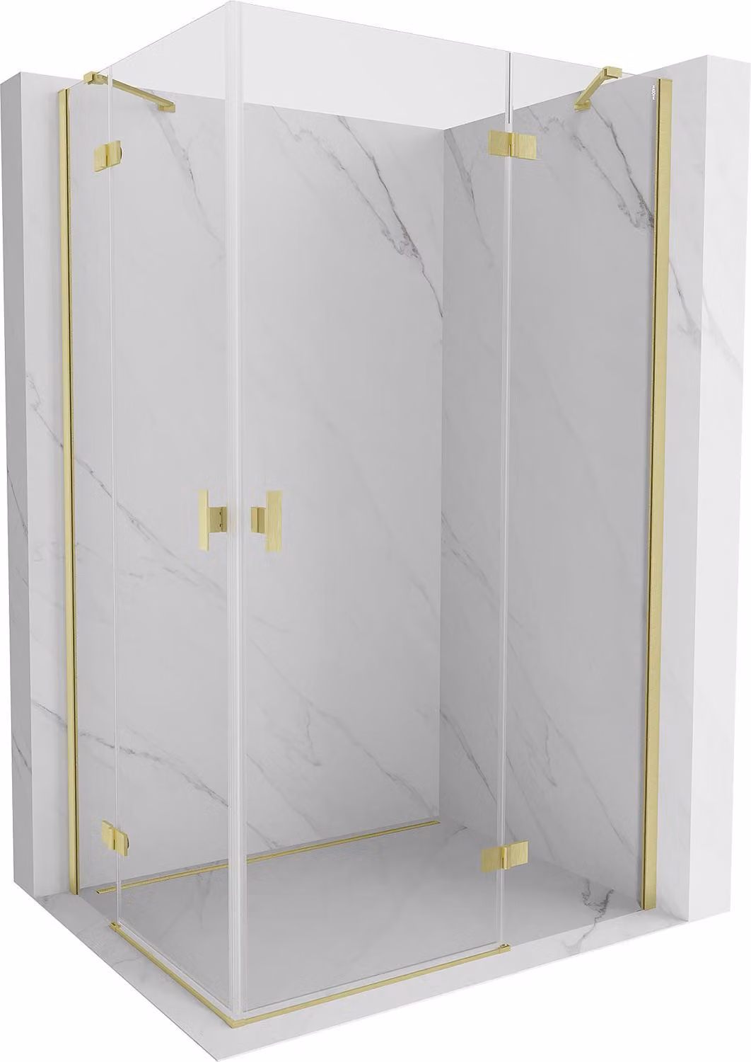 Mexen Mist-H Duo cabina doccia apribile destra 100 x 115 cm, trasparente, oro spazzolato - 8A5-100L-115P-55-00