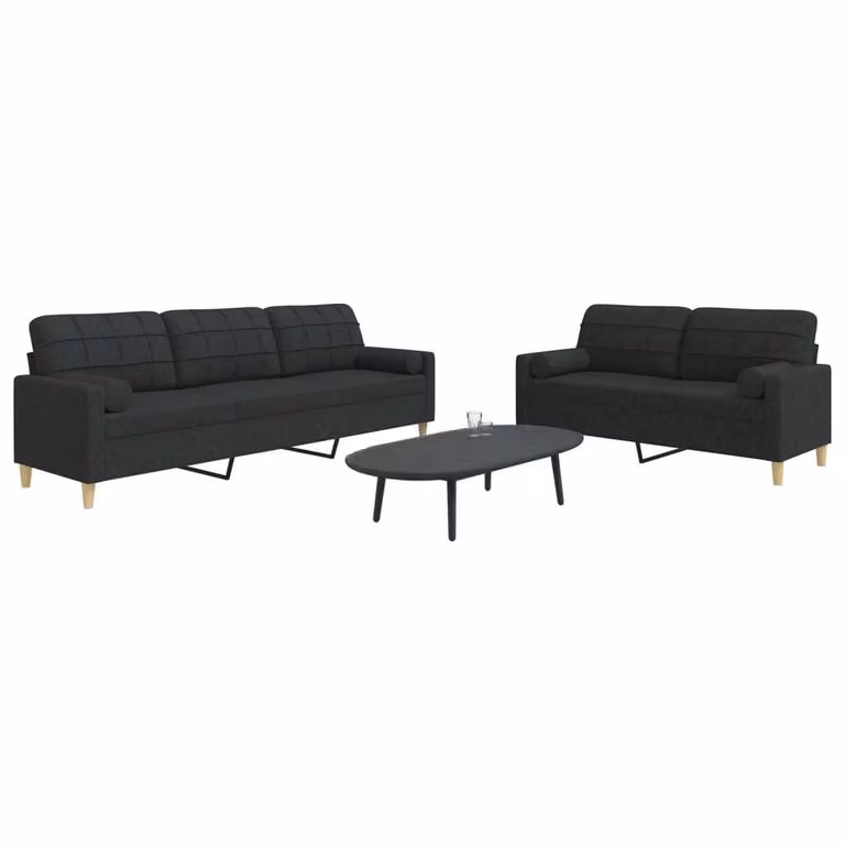 Maison Exclusive - Set divano a 2 posti con cuscini decorativi in tessuto nero