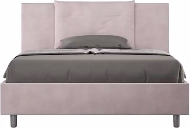 Letto matrimoniale francese con rete imbottito 140x200 microfibra glicine Appia