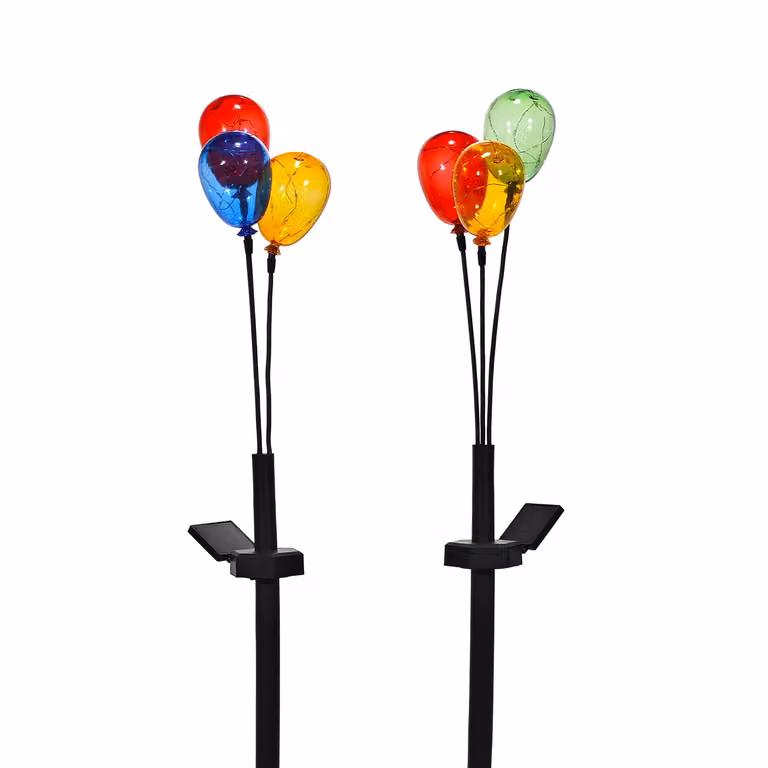 DICTROLUX Lampada Solare LED Decorativa Multicolore con Effetto Palloncini, Luce Calda, Altezza: 66 cm