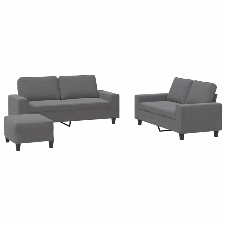 Set di Divani 3 pz Grigio Scuro in Tessuto