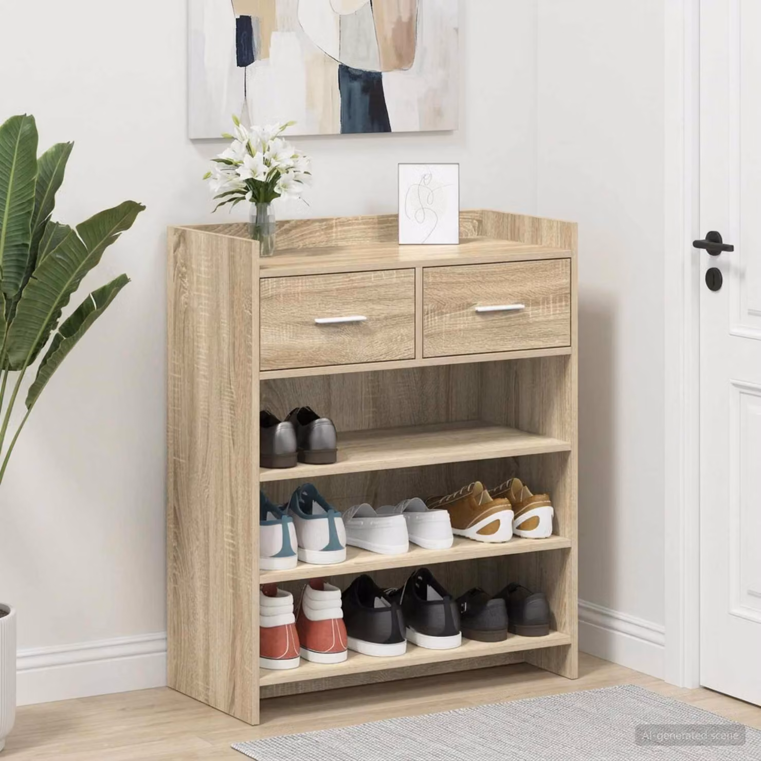 Mobile porta scarpe vidaXL in legno marrone con ante a battente L: 73,5 cm, P: 36 cm, H: 92 cm